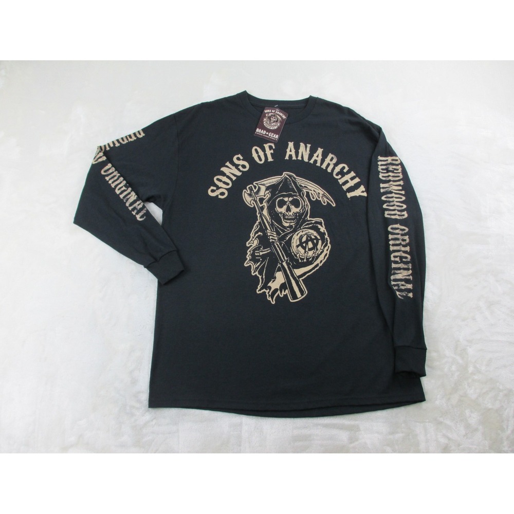 NEW Sons Of Anarchy Shirt Mens Extra Large Black Grim Reaper Long Sleeve